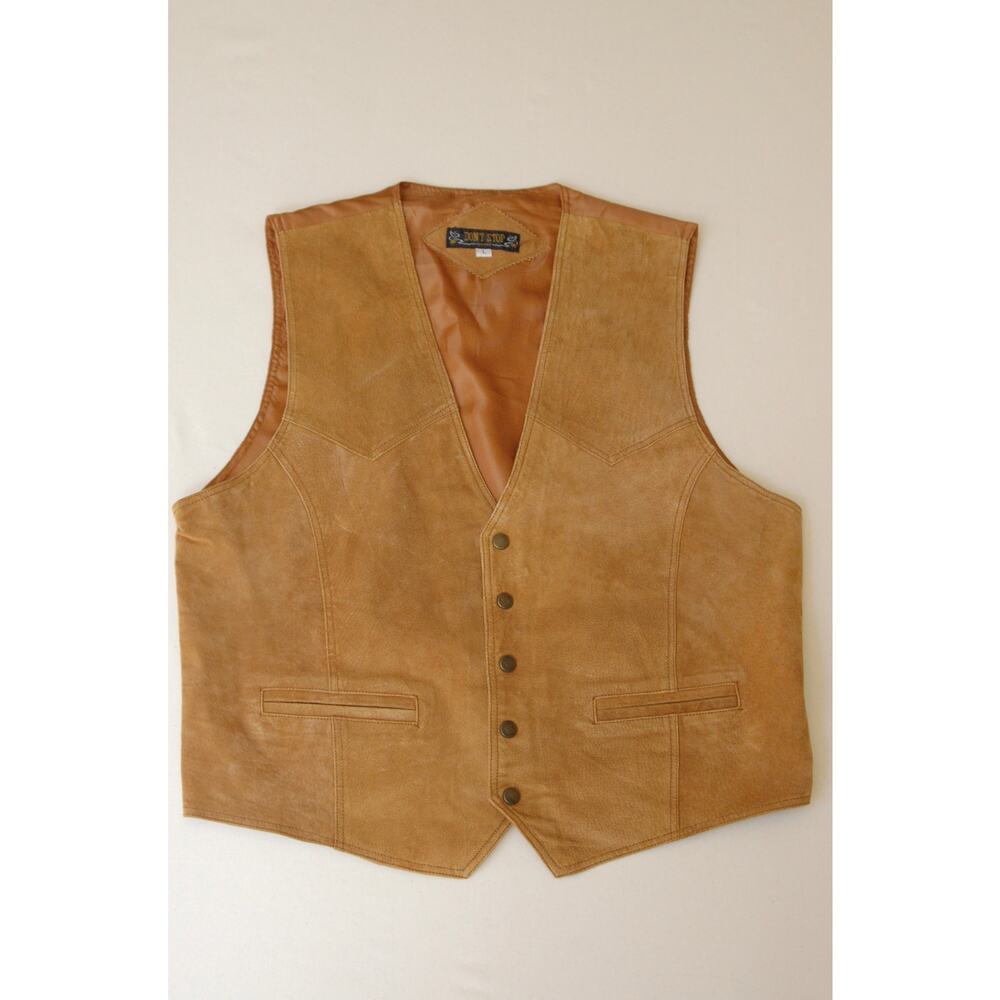 True 90's VNTG Don’t Stop Classics Suede Western Vest Men’s Large Tan L